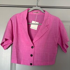 NWT women’s pink crop suiting top